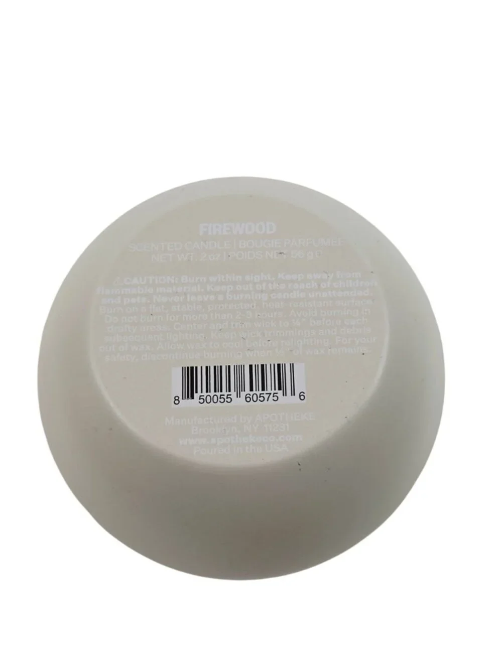 Apotheke Mini Tin Candle Firewood Scent 2oz White Tin 15 Hour Burn Time